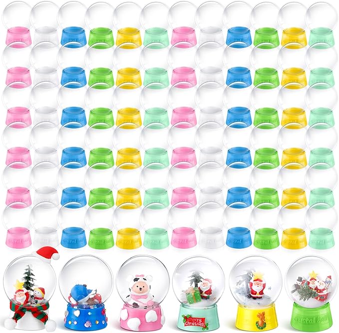 Layhit 72 Pcs 4 Inch Empty DIY Snow Globe Bulk Clear Plastic Water Globe Bulk Fillable Valentines Day Snow Globes with Screw Off Cap Keepsake Display Case for DIY Crafts Ornaments Home Decoration