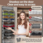 PAULONE 12 Pocket Over the Door Shoe Organizer,Reusable Breathable Large Mesh Bag Men's & Women's Sneaker Organizer,Shoe Organizer for Kids,Hanging Shoe Storage Hanging Bag (Grey)