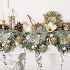 Jetec 8 Pieces Christmas Ornaments Glitter Christmas Tree Hanging Decoration Decorative Artificial Pine Cones Flowers Hanging Ornaments for Winter Wreath Holiday Decor(Gold)