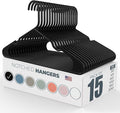 Neaties Plastic Hangers 15 Pack – Made in The USA – 6lb Capacity Standard Clothes Hangers with Notches and Reinforced Edges for Dresses, Lingerie, Shirts, Pants, and Jackets – Black