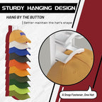 Hat Organizer Hold up to 10 Hats, Hat Rack for Wall with Strong Adhesive, Hat Organizer for Baseball Caps Display for Door Closet, Hat Hanger Holder Storage Multilayer Two Mounting Option(White)