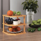 VERTORGAN 3 Tier Bamboo Corner Shelf(4 Pack),Dish Drying Rack,Plate Organizer,Kitchen Spice Rack for Countertop and Cabinet
