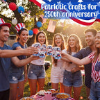 Sotiff 12 Sets 4th of July Craft Red Blue White 250th Anniversary DIY Craft Bald Eagle Firework Picks Patriotic Flower Wreath Ornaments Heart Stars for Independence Day Patriotic Party Favors