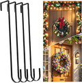 15" Wreath Hangers for Front Door,4 Pack Wreath Door Hanger,Non Scratch Over The Door Hooks Halloween Christmas Easter Decorations Welcome Sign for Front Door Décor, Slim Hangers (Black-4 Pack, 15 in)