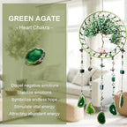 Tree Life Dream Catcher and Sun Catcher, Handmade Healing Crystal Boho Window Hanging for Home Decor, Rainbow Maker Wall Decor, for Women, Housewarming (Green)