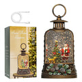 9.6" Christmas Snow Globe Lantern with Santa Claus - Water Swirling Glitter LED Light Musical Lantern with Exterior Decor - Vintage Xmas Gifts - USB Plug or Battery Operated Home Decor (Santa & Dog)