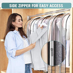 Clear Garment Bag for Hanging Clothes 10” Gusseted, 40&60” Suit Bags for Open Closet Storage Plastic Clothes Cover for Coat, Dress, Shirts, Fur, Jacket, Wardrobe Protectors, 4 Pack