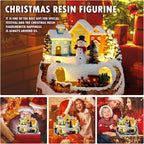 Christmas Village Figurines Musical Snow Globe Christmas Collectible Buildings Decoration with Spinning Train 8 Music & LED Light for Christmas Home Decor Gift Santa Claus (Snowman) (W01)