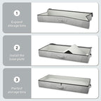 2-Pack Under Bed Storage Containers, 4.5 Inches Tall Low Profile Underbed Clothes Storage Organizer Bin with Sturdy Sidewalls/Bottom, Underbed Storage Bins 2 Storage Thin Bins