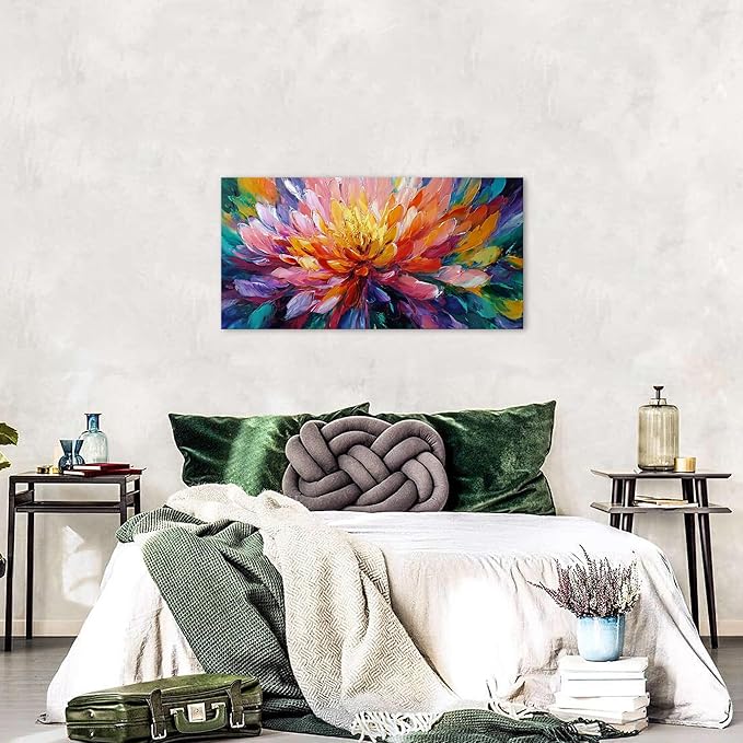 Abstract Lotus Wall Art Zen Wall Decor Large Colorful Lotus Flower Pictures for Bedroom Yoga Spa Abstract Bloom Floral Canvas Prints Meditation Spiritual Artwork Living Room Office Decorations 20x40"