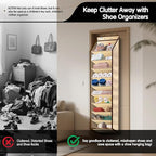10 Tier Over The Door Organizer - Heavy Duty Hanging Storage Rack with Sturdy Oxford Fabric, Holds 20+ Pairs of Footwear, Boots & Sneakers, Saves 50% Closet Space(Beige)