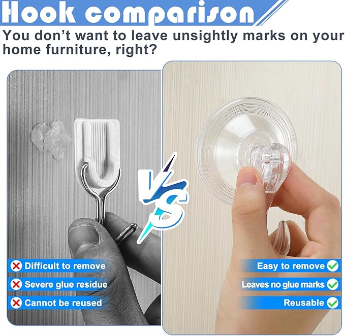Wonderjune 6 Pcs Wreath Door Hanger Clear Heavy Duty Suction Cup Hooks 11 lb Removable Reusable Window Glass Door Wreath Holder for Christmas Kitchen Shower Bathroom Decorations