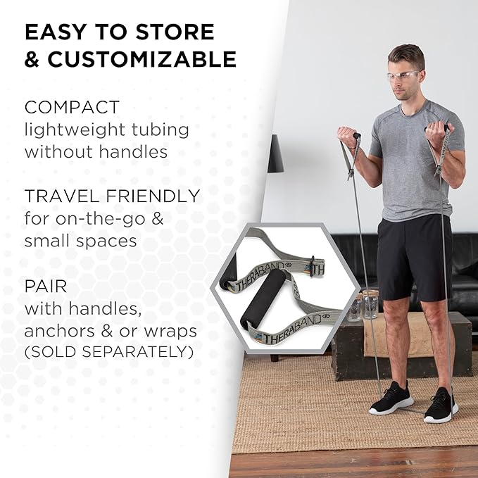 THERABAND Latex Resistance Tubing, Red, Medium Level 2, 100 ft Roll, Professional Grade Resistance Band for Exercise, Upper and Lower Body Workouts, Cut-to-Length, Color-Coded Levels