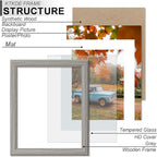 KTKDE 8x10 Picture Frame Real Glass, Display Pictures 5x7 with Mat or 8x10 Without Mat, Modern Style Wood Composite Frame, Gallery Wall Grey Frame & Table Top Display，best gift