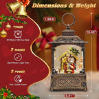 Musical Nativity Scene Christmas Snow Globe Lantern - Lighted Nativity Snow Globes with Swirling Glitter, LED Lights, Silent Night Song, 6-Hour Timer, Battery or USB Powered, Xmas Decorations Gifts
