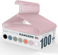Neaties Plastic Hangers 100 Pack – Made in The USA – 6lb Capacity Standard Clothes Hangers with Strap Hooks for Dresses, Lingerie, Shirts, Pants, and Jackets – Pink
