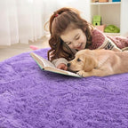 OLANLY Purple Round Rugs for Bedroom - Machine Washable, 5 ft Circle Area Rugs for Living Room, Soft and Fluffy Shaggy Carpet for Teen Girls and Boys, Nursery Rooms, Dorms, Home Decor Aesthetic