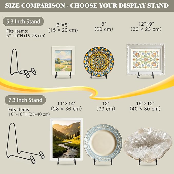 Artliving (4 Pack Black Display Stand Easel Iron Bowl Stands for Display Large Deep Bowls, Platters and Deep Dishes