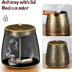 Cigar Ashtray with Lid for Outdoors Outside Patio Home Retro Decor,Large Holder Ashtray Windproof,Cigar Accessories Gifts for Men Dad Husband Boyfriend (X-Large)