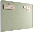 Fluxynara Large Bulletin Board, 47.2" x 35.4" Cork Board Alternative with 24 Safe Removable Adhesive Tabs, Foldable Felt Pin Board for Home Office, Classroom, Bedroom,Entryway for Walls—Sage