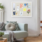AKTOP 2 Pack White Cork Bulletin Board with Linen 20" X 30", Large Framed Corkboard for Wall, Hanging Pin Board Picture Board for Home Office Decor, Cute Vision Board with Pushpins