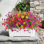 24 Bundles Artificial Flowers,Faux Plants for Spring Summer Decoration, UV Resistant Colorful Violets Eucalyptus for Outside Home Planter Porch Patio Yard Decor