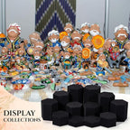 Sintuff 12 Pcs Black Velour Covered Tiered Hexagonal Jewelry Display Risers Wooden Hexagonal Market Display Risers Stands for Model Figures Decoration