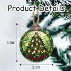 DASTOLL Stained Glass Christmas Decorations, Golden Bell Red Berries Suncatcher for Window Christmas Tree Hanging Ornaments Green Sun Catcher Xmas Decor Gifts for Women Men Mom Nana Friend