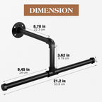 ERYTLLY Industrial Pipe Wall Mounted Clothes Rack,21.2 Inches Heavy Duty Detachable Garment Rack,Multi-purpose Hanging Rod for Closet,Set of 2,Black