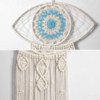 LOMOHOO Large Boho Dream Catchers Evil Eye Macrame Wall Hanging Woven Dream Catcher for Bedroom Home Dorm Room Ornament(Beige)