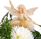 STP GOODS Christmas Decor Collectible Doll 12" Figurine for Home Decor & Holiday Posable Fairy Doll Indoor Christmas Seasonal Decoration Collectible Doll (Fairy in Gold)