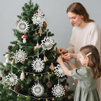 EASY JOY 9Pcs Christmas Hanging Decorations-White Snowflakes Ornaments 3D Christmas Winter Decorations Pure White Hanging Snowflake Decoration for Christmas Tree Garland Winter Home Window Room