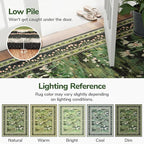 Lessymo Dark Green Floral Rug 8x10 for Living Room, Large Washable Soft Non-Slip Area Rugs, Boho Farmhouse Moody Aesthetic Carpet, Bedroom Dining Nursery Home Office Decor
