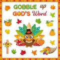 Thanksgiving Turkey Bulletin Board Decorations Set Thanksgiving Classroom Decorations Gobble Up God’s Word Fall Pumpkin Maple Leaf Cutouts for Autumn Harvest Christian Religious School Wall Decor
