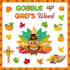 Thanksgiving Turkey Bulletin Board Decorations Set Thanksgiving Classroom Decorations Gobble Up God’s Word Fall Pumpkin Maple Leaf Cutouts for Autumn Harvest Christian Religious School Wall Decor