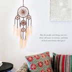 Pretty Jolly Pampas Grass Dream Catchers Wall Decor with Handmade Large Red Native Americans Witch Dreamcatcher with Wood Beads for Adults Bedroom Wedding Garden Bless Birthday Gift-5 Rings