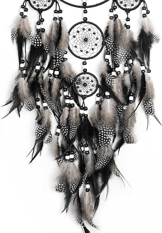 Dream Catchers,Large Dream Catchers for Bedroom Adult Black Boho Dream Catcher Tree of Life Wall Decor with Natural Healing Crystal Stone Hanging Ornament Teen Dorm Room Decor Festival Gift