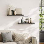 HOOBRO Floating Shelves for Wall, Wall Mounted Shelf Set of 2, 23.6" Hanging Shelf with Invisible Brackets, for Wall Decor Storage in Bathroom Bedroom Kitchen Livingroom Office, Charcoal Gray BC60BJ01