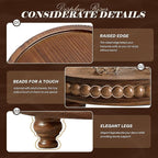 EOSAHR Pine Round Wood Riser for Room Decor - Beaded Pedestal Tray for Perfume Tray, and Bathroom Tray-Ideal Farmhouse Boho Kitchen Counter Decor for Apartment Essentials(Vintage Brown)