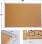 2 Pack Cork Board Bulletin Board 36 x 48, Silver Aluminium Framed 4x3 Corkboard, Office Board for Wall Cork, Large Wall Mounted Notice Pin Board
