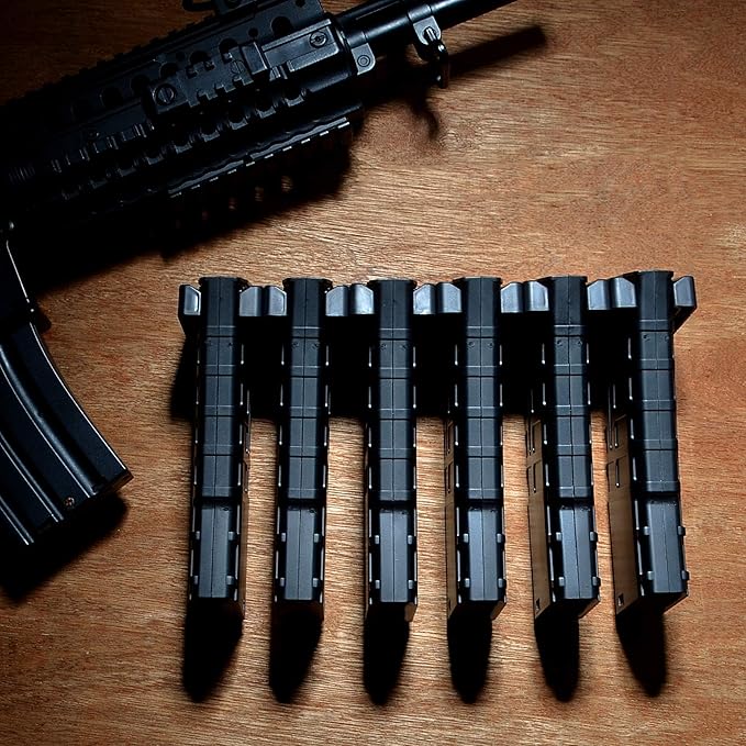 Adoreal Magnetic ABS 6 Standard AR Rack Wall Mount, AR Mag Holder for 5.56 .223 Magazines, Wall Magazine Display, Magnet AR Mag Storage Organizer