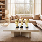 aboxoo 3 Pcs Thinker Statue, Silence is Gold Abstract Art Figurine, See No Evil Hear No Evil Speak No Evil Statues, Modern Resin Sculptures Decor for Living Room, Home, Office Study (Gold)