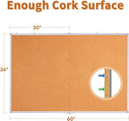 maxtek Large Cork Board 60 x 36 in, Bulletin Board for Walls, 5'x 3' Extra Aluminum Framed Corkboard, Foldable Wall Mounted Back to School Pin Memo Notice Cork Board for Office, Home Wall Display