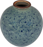 Creative Co-Op Round Decorative Terra-Cotta Vase with Transferware Pattern, Blue