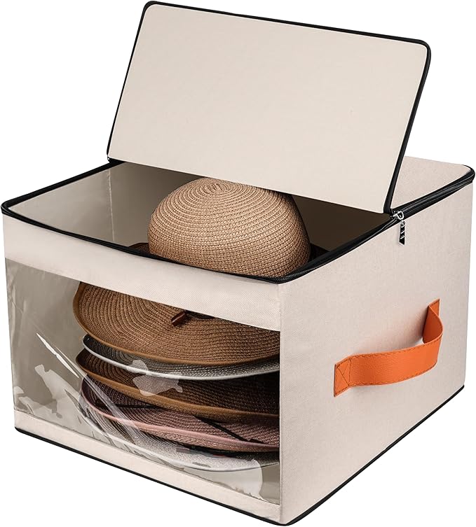 Upgraded Hat Storage Box for Women & Men,Closet Hat Boxes Organizer Bag with Dustproof Lids,Cowboy Hat Box,Hat Carrier Case For Travel
