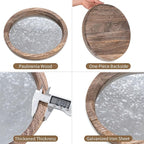Hanobe Candle Plate Holder Tray: Round Wood Decorative Candle Plate - Rustic Farmhouse CoffeeTable Decor - Tealight Pillar Trays for Home Decor (Distressed Mirror)