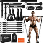 Pilates Bar Kit with Resistance Bands, Heavy Duty Pilates Equipment for Men, Training Bands with Handles for Legs, Hip, Back, Arm, Abs, Chest, Shoulders, Portable Home Gym Workout Equipment
