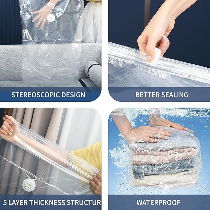 3 PACK Cube Vacuum Storage Bags,Large Cube (19.6 * 27.5 * 11.8 Inch), Extra Large Vacuum Seal Bags for Clothing, Comforters, Blankets, Bedding, Closet Organization Space Saving