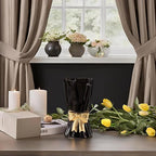 Bow Vase, Black Flower Vase for Home Decor, Black Ceramic Vases for Boho Style, Bow Decor, 9.3 Inch Flower Vases for Bouquet, Ideal Shelf Decor/Table. (Large)