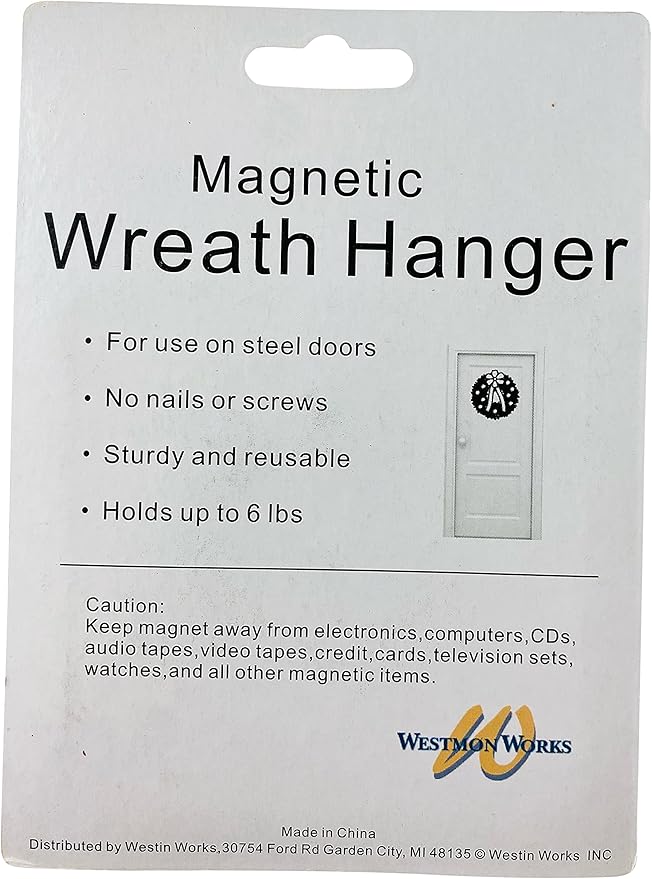 Magnetic Wreath Hanger Hook for Steel Metal Doors Indoor and Outdoor Each Holds 6 Pounds, Set of 2